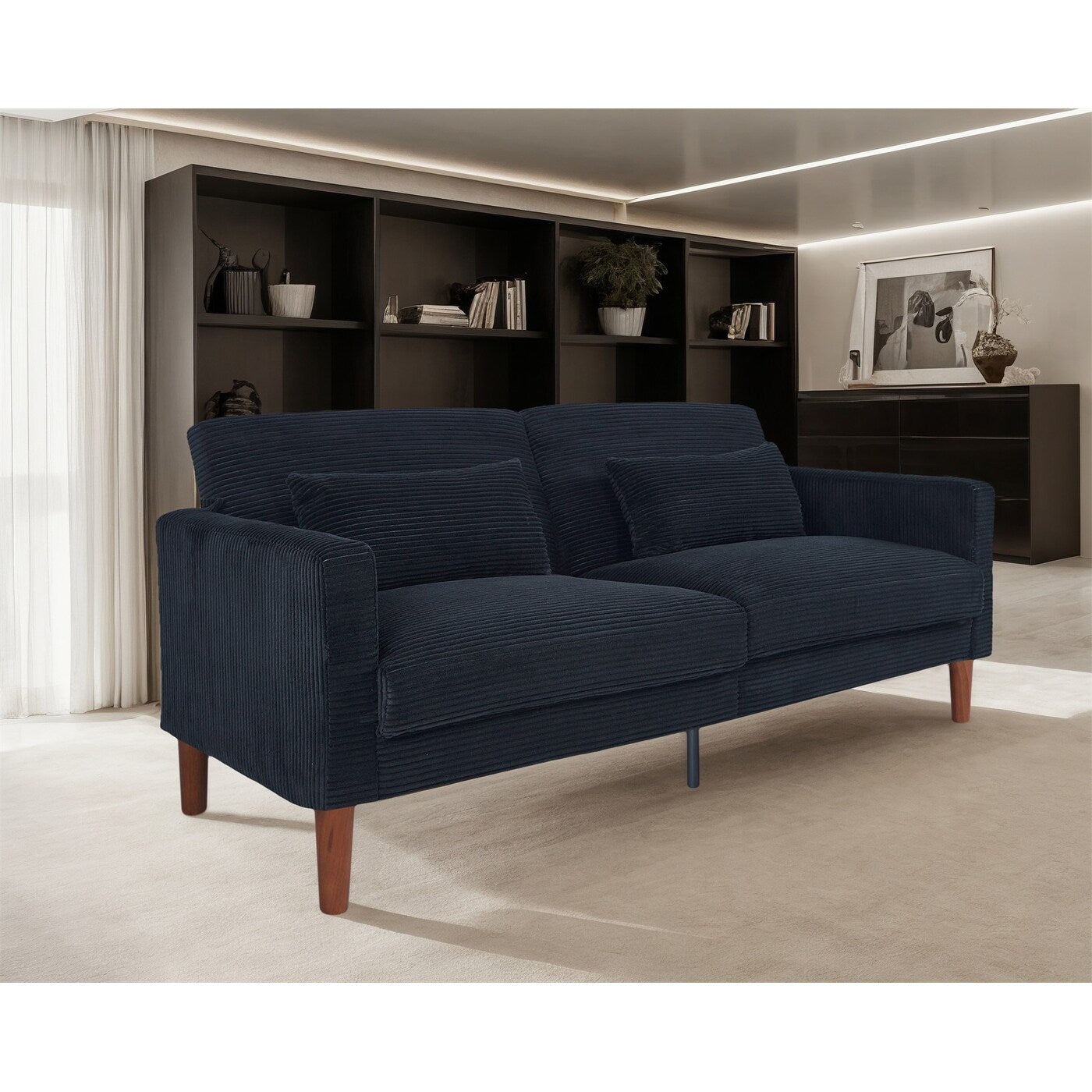 Canapé en velours côtelé avec 2 coussins pour salon et chambre à coucher