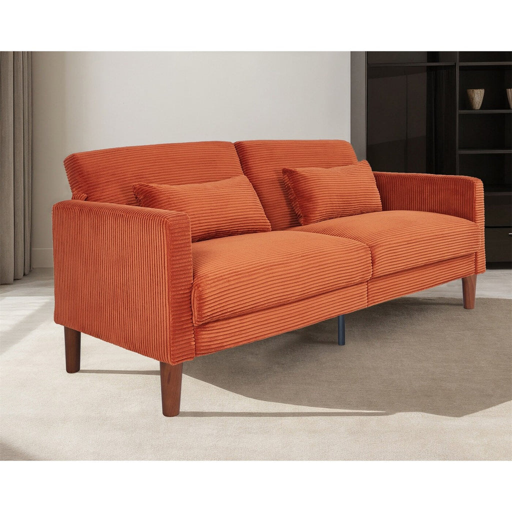 Canapé en velours côtelé avec 2 coussins pour salon et chambre à coucher