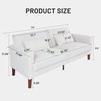 Canapé en velours côtelé avec 2 coussins pour salon et chambre à coucher