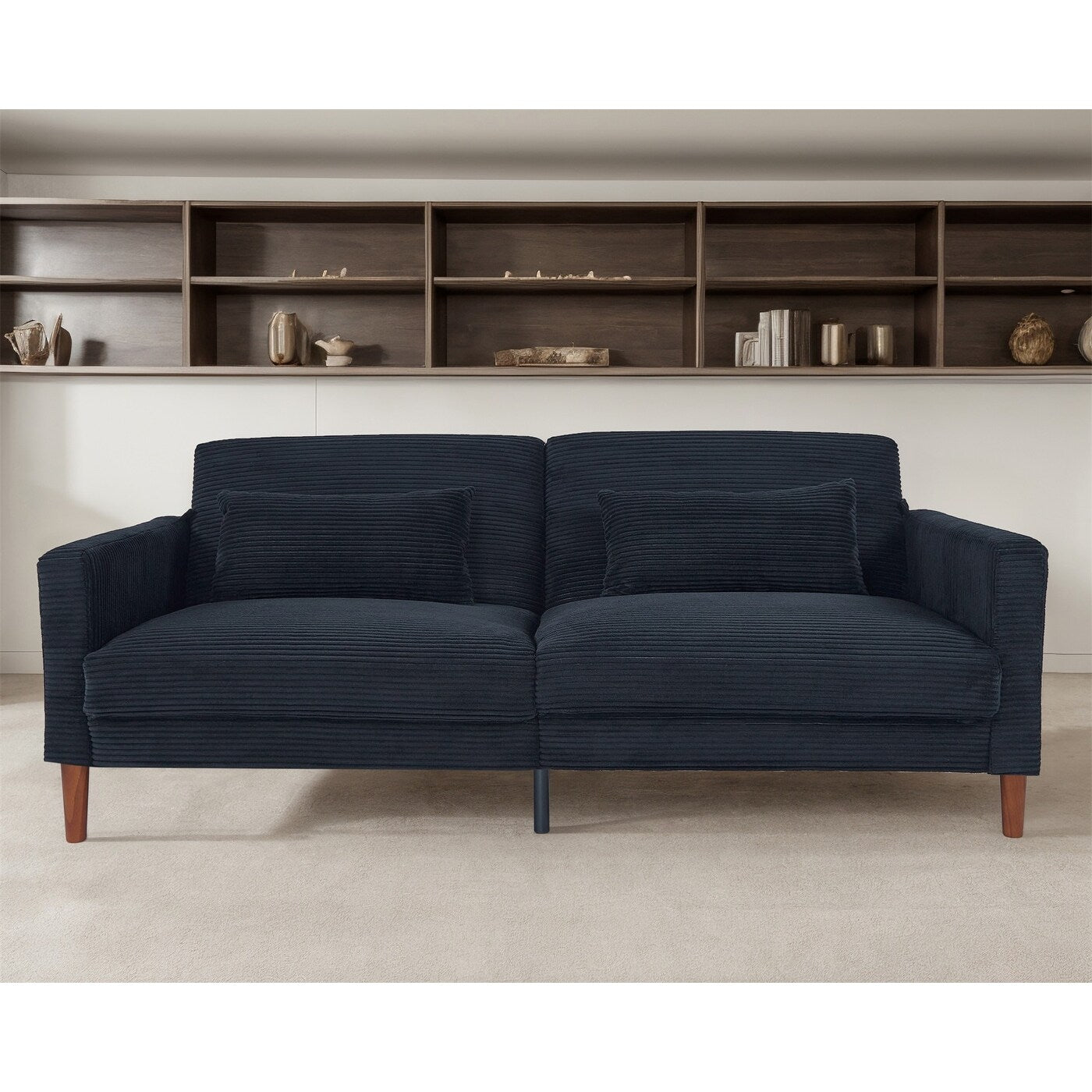 Canapé en velours côtelé avec 2 coussins pour salon et chambre à coucher