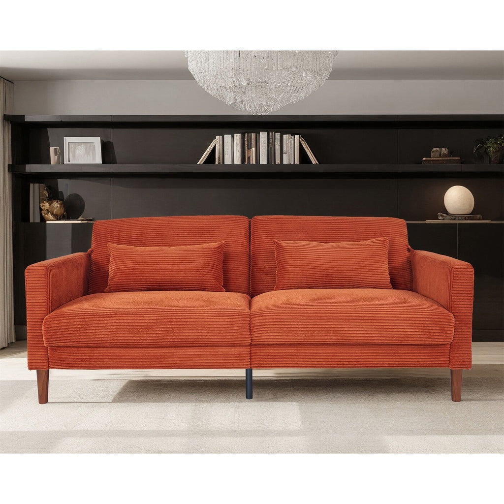 Canapé en velours côtelé avec 2 coussins pour salon et chambre à coucher