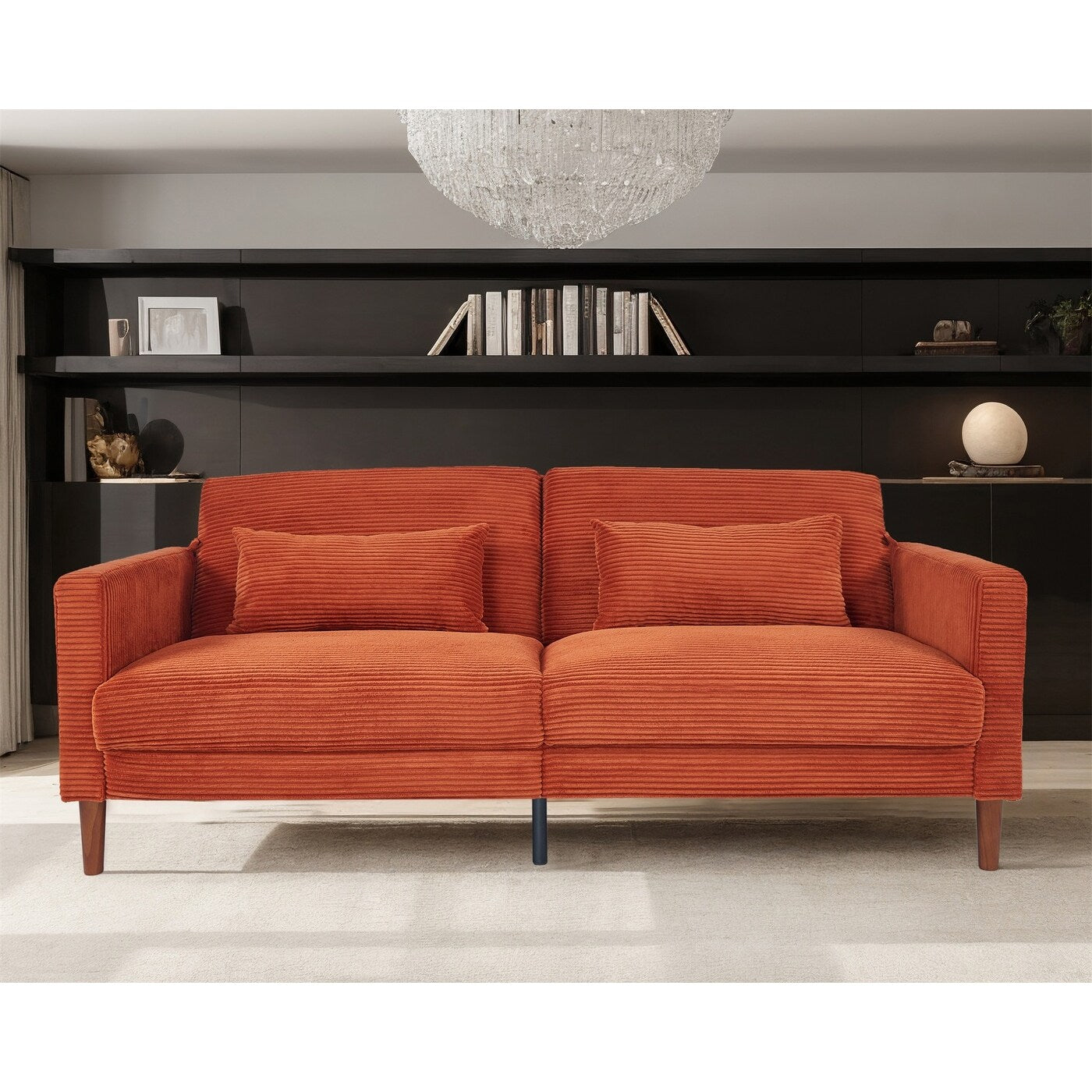 Canapé en velours côtelé avec 2 coussins pour salon et chambre à coucher