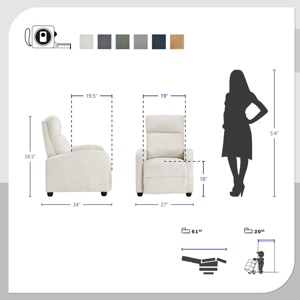 Fauteuil inclinable Covelo en velours côtelé