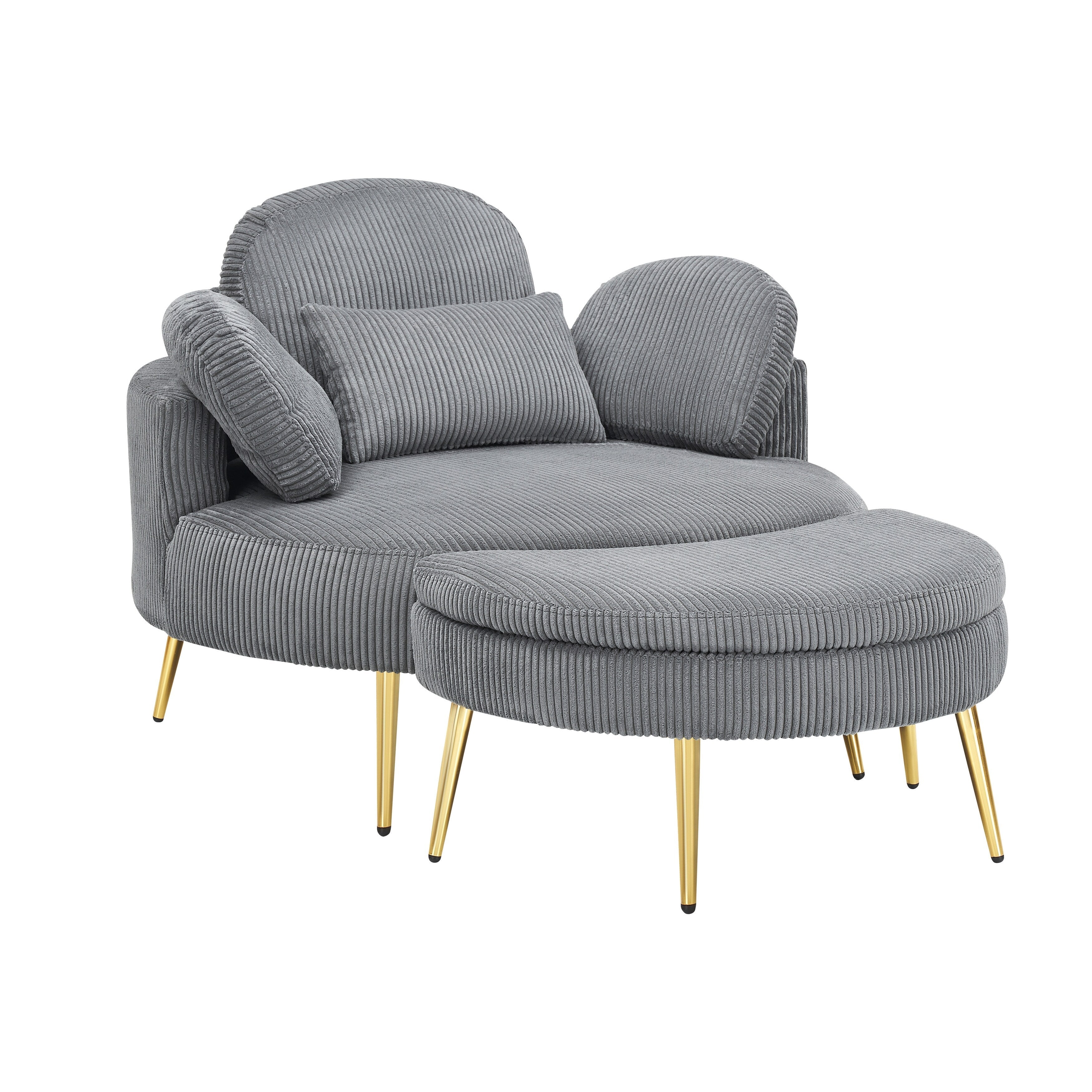 Fauteuil simple Cozy 43 avec 3 coussins - Tissu velours côtelé confortable pour salle de réunion et usage domestique