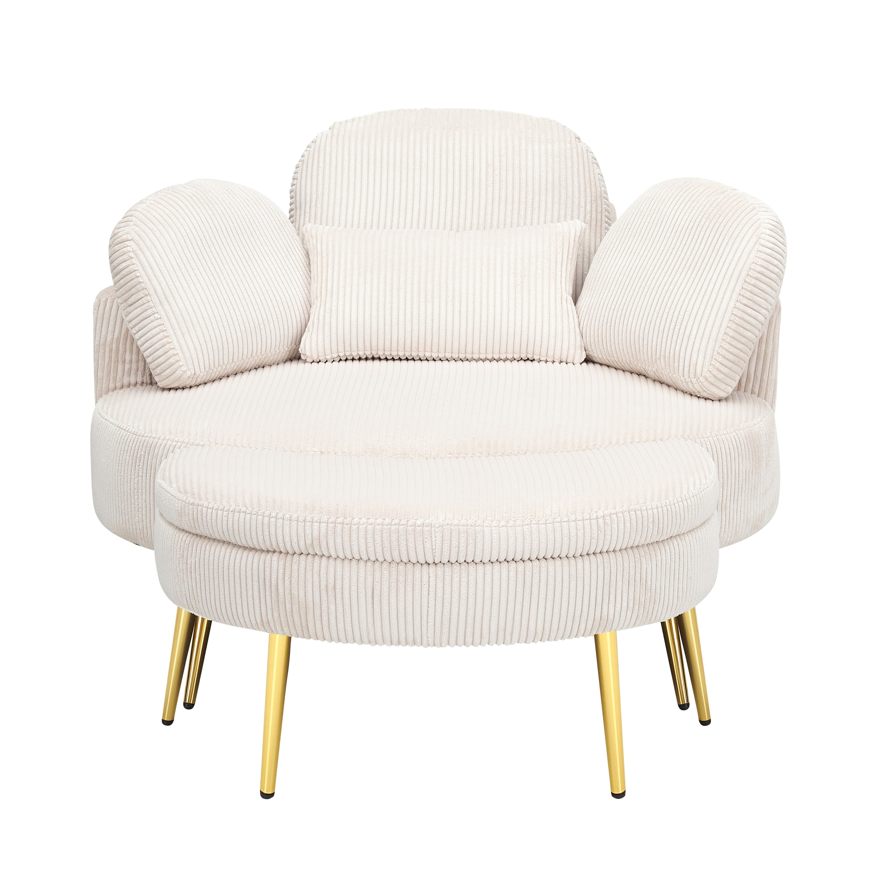 Fauteuil simple Cozy 43 avec 3 coussins - Tissu velours côtelé confortable pour salle de réunion et usage domestique