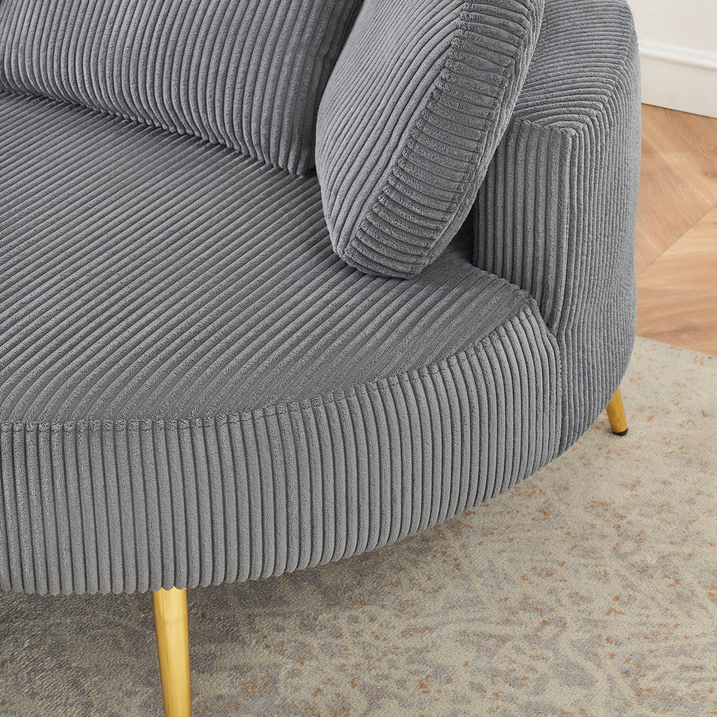 Fauteuil simple Cozy 43 avec 3 coussins - Tissu velours côtelé confortable pour salle de réunion et usage domestique