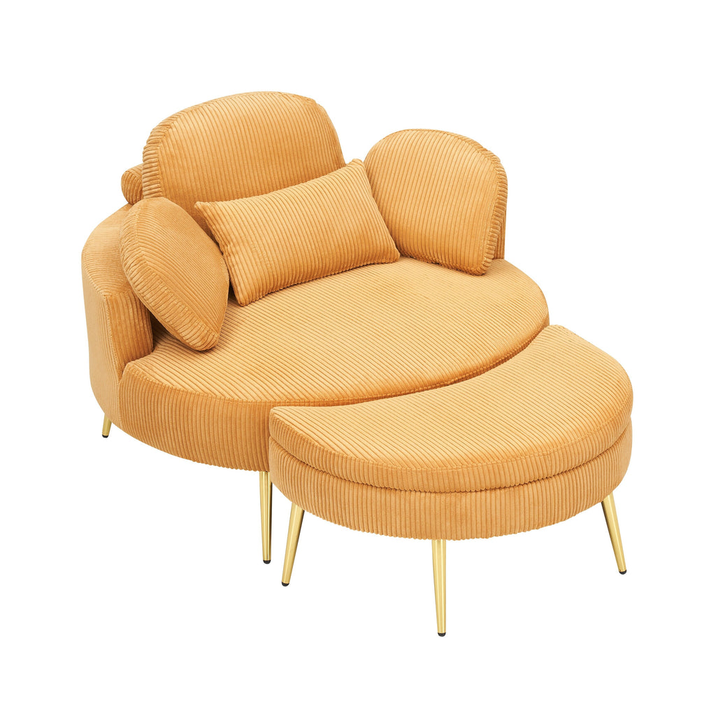 Fauteuil simple Cozy 43 avec 3 coussins - Tissu velours côtelé confortable pour salle de réunion et usage domestique