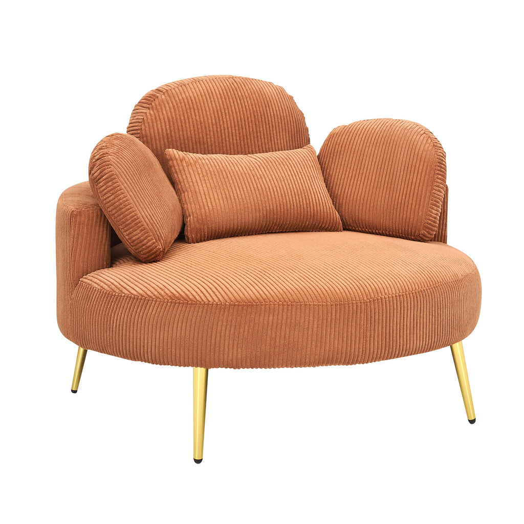Fauteuil simple Cozy 43 avec 3 coussins - Tissu velours côtelé confortable pour salle de réunion et usage domestique