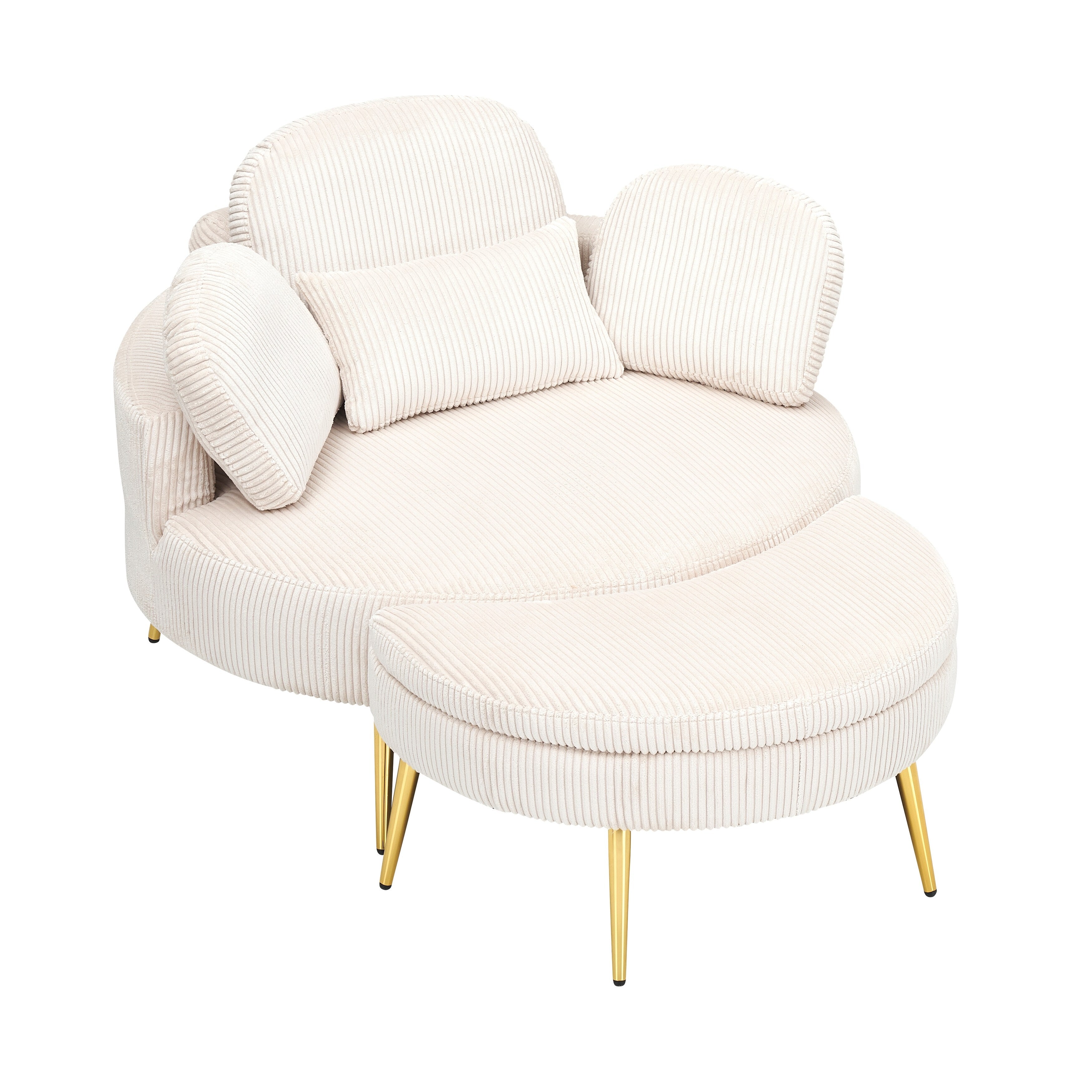 Fauteuil simple Cozy 43 avec 3 coussins - Tissu velours côtelé confortable pour salle de réunion et usage domestique