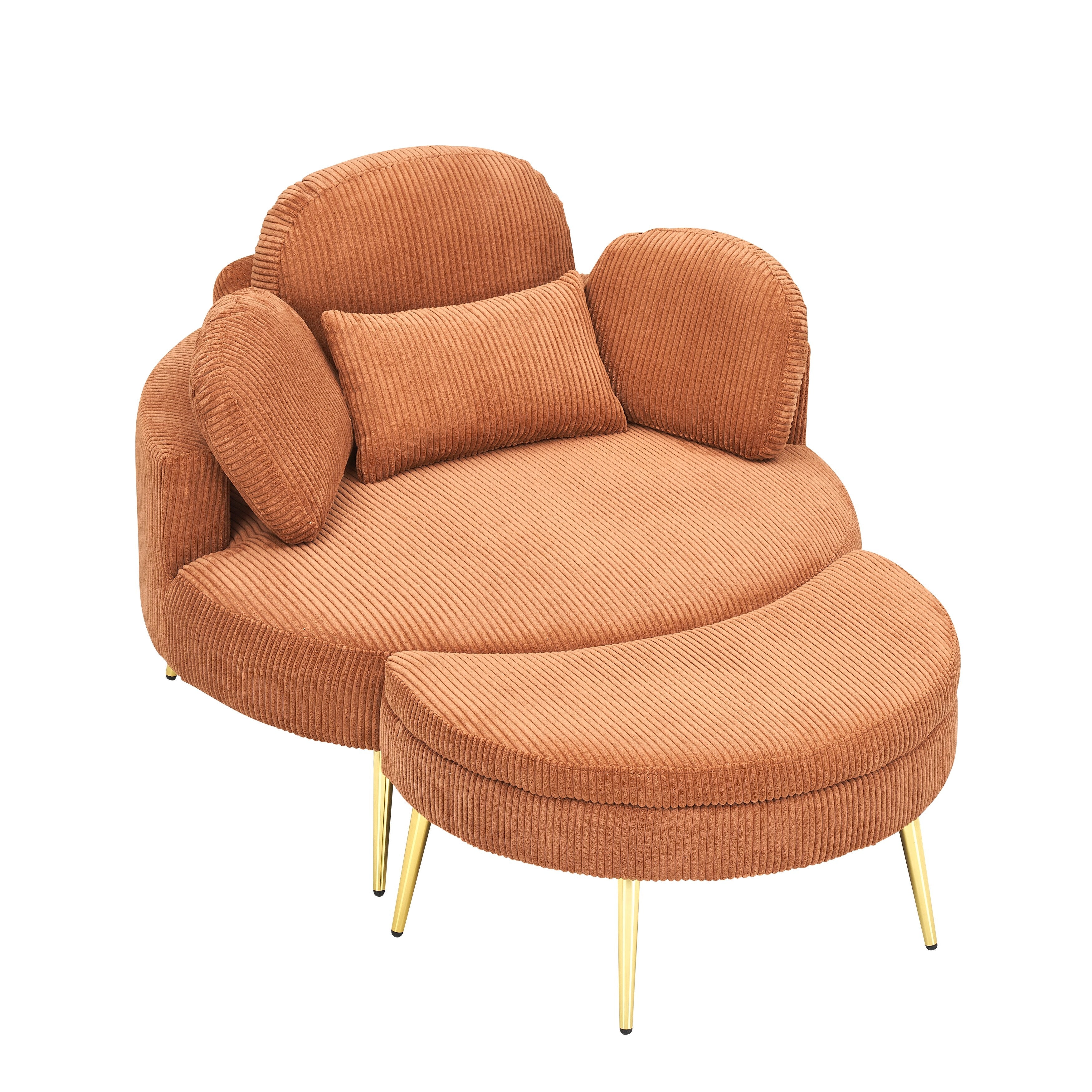 Fauteuil simple Cozy 43 avec 3 coussins - Tissu velours côtelé confortable pour salle de réunion et usage domestique
