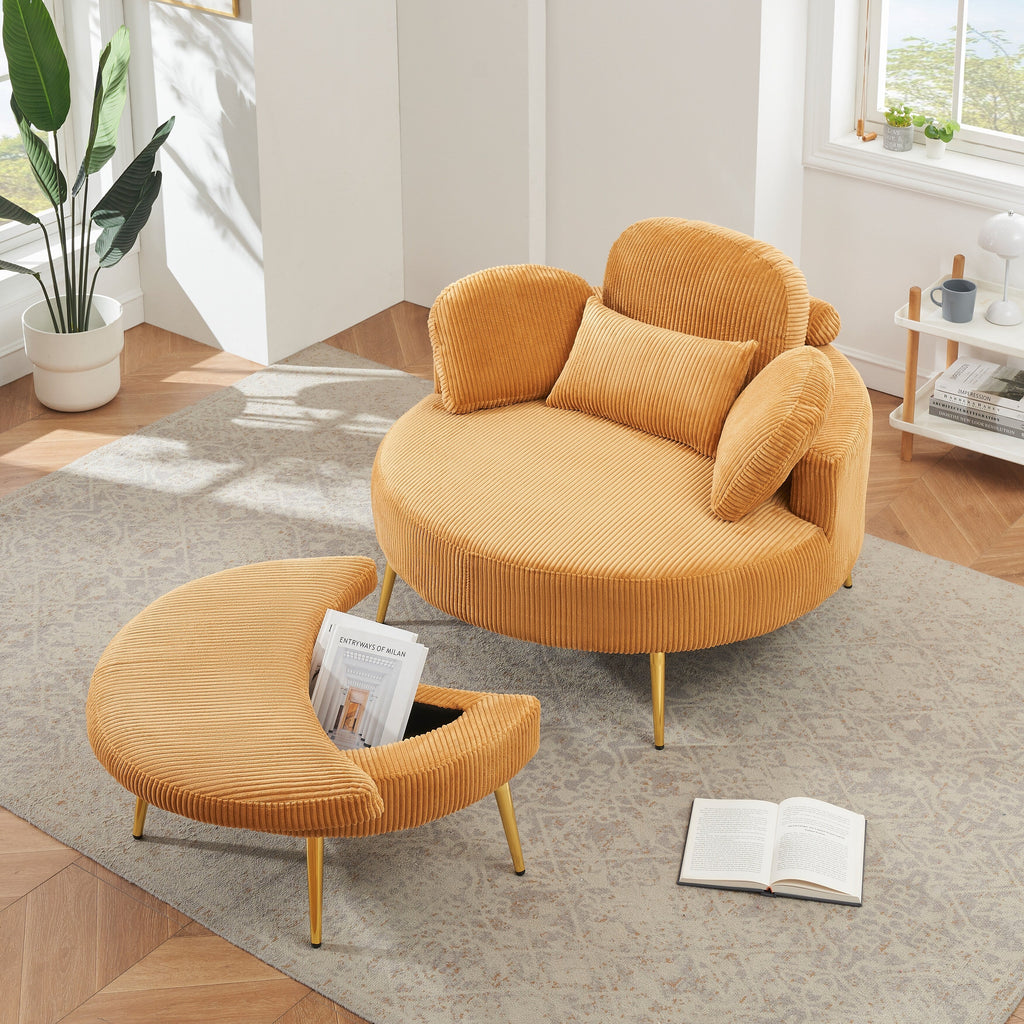 Fauteuil simple Cozy 43 avec 3 coussins - Tissu velours côtelé confortable pour salle de réunion et usage domestique