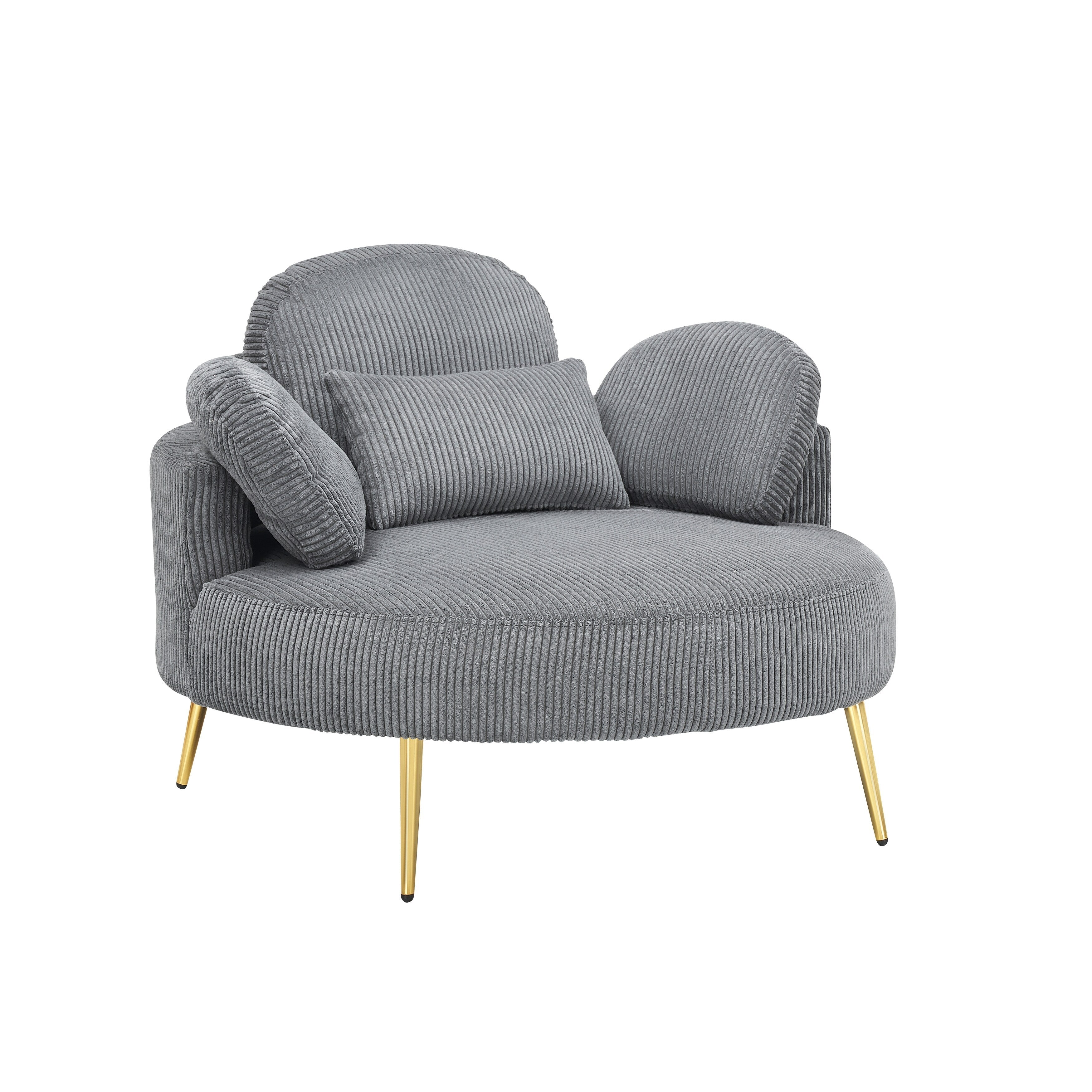 Fauteuil simple Cozy 43 avec 3 coussins - Tissu velours côtelé confortable pour salle de réunion et usage domestique