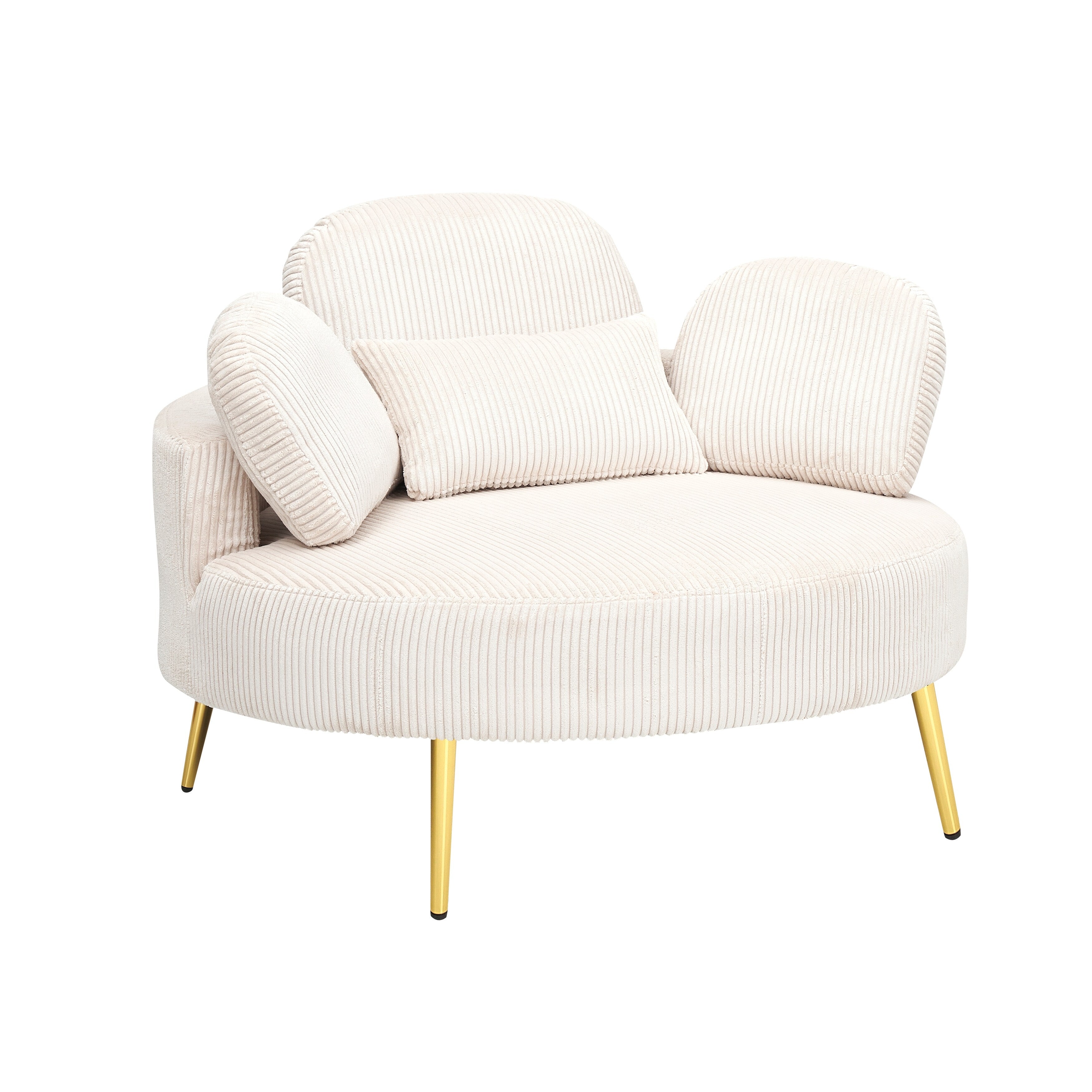 Fauteuil simple Cozy 43 avec 3 coussins - Tissu velours côtelé confortable pour salle de réunion et usage domestique