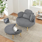 Fauteuil simple Cozy 43 avec 3 coussins - Tissu velours côtelé confortable pour salle de réunion et usage domestique