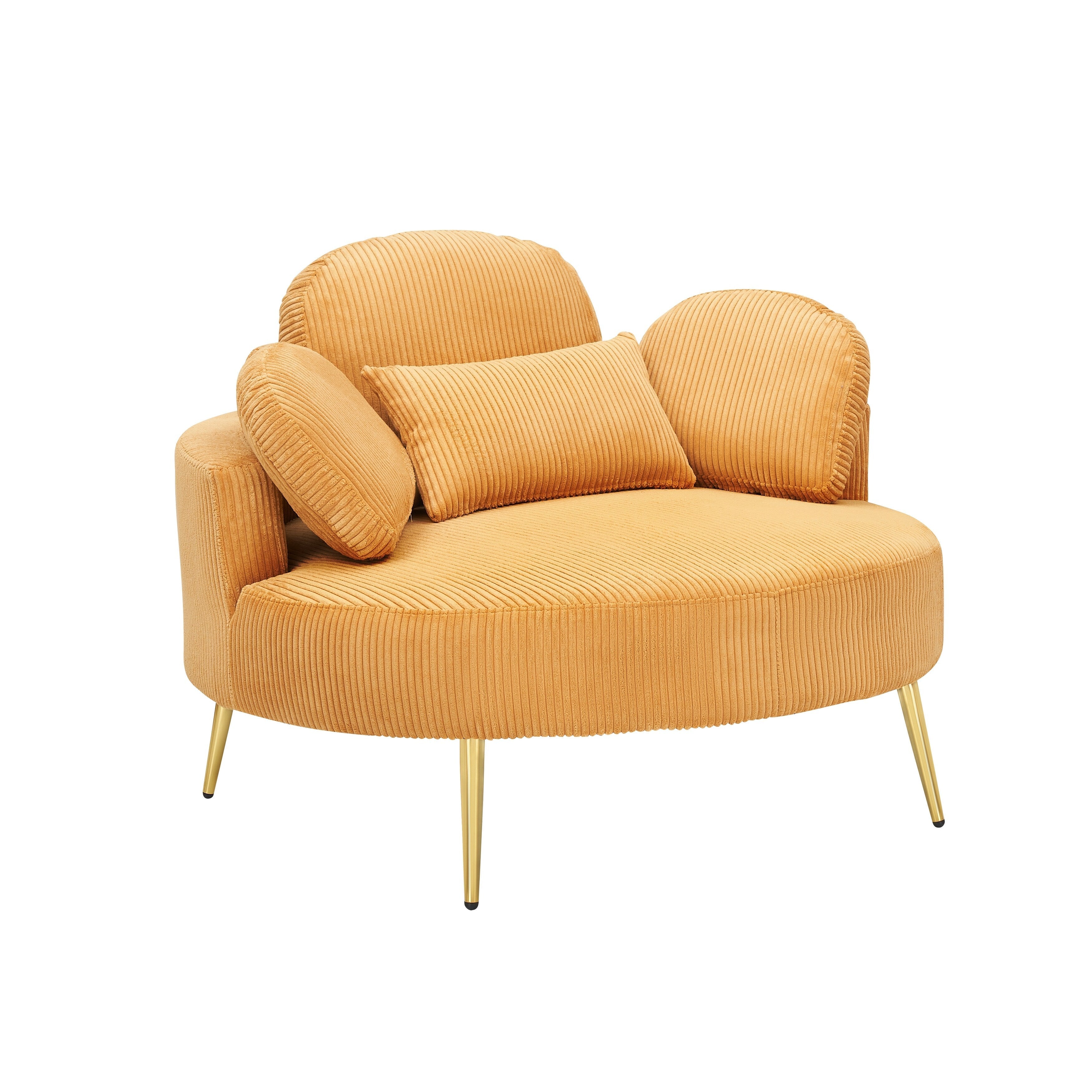 Fauteuil simple Cozy 43 avec 3 coussins - Tissu velours côtelé confortable pour salle de réunion et usage domestique