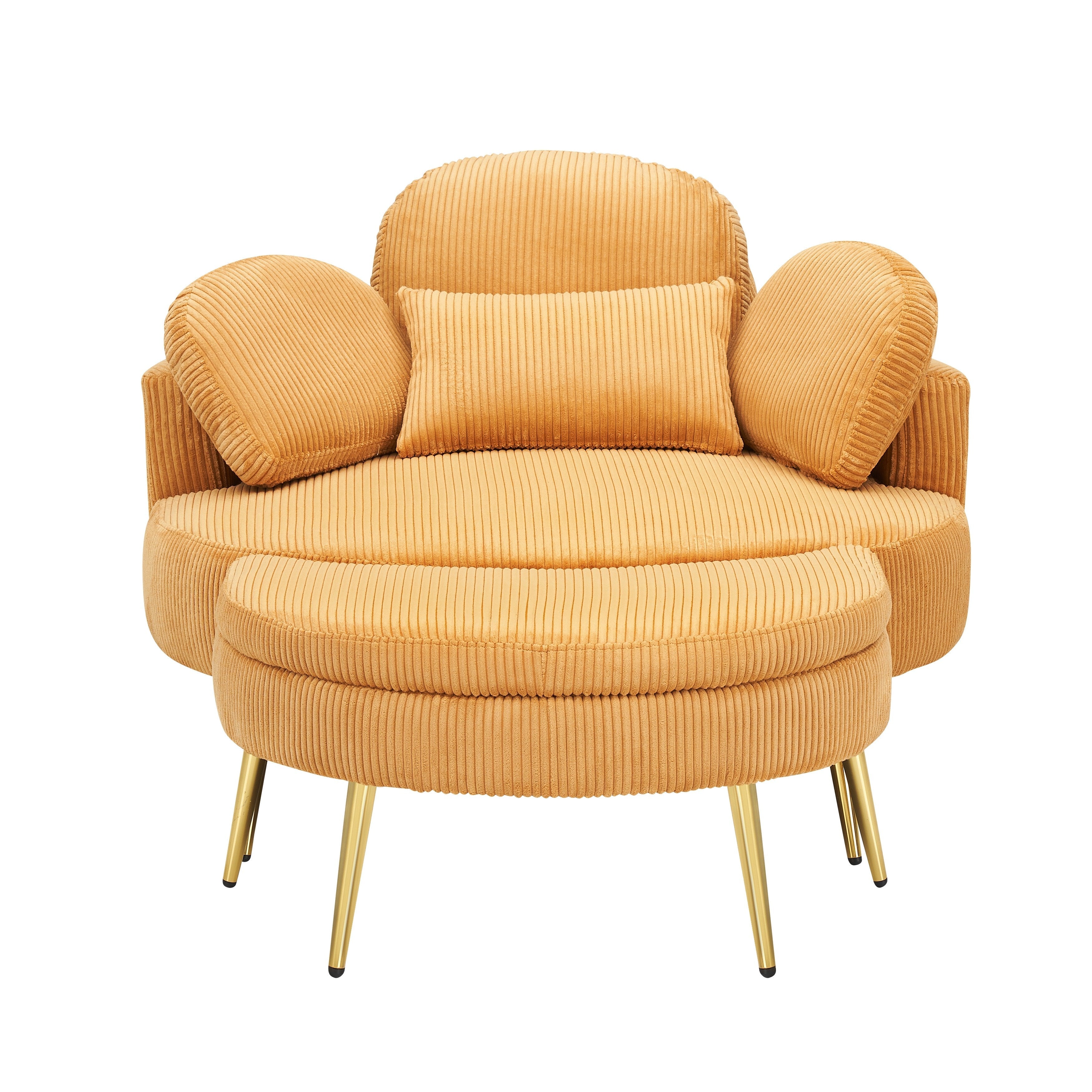 Fauteuil simple Cozy 43 avec 3 coussins - Tissu velours côtelé confortable pour salle de réunion et usage domestique