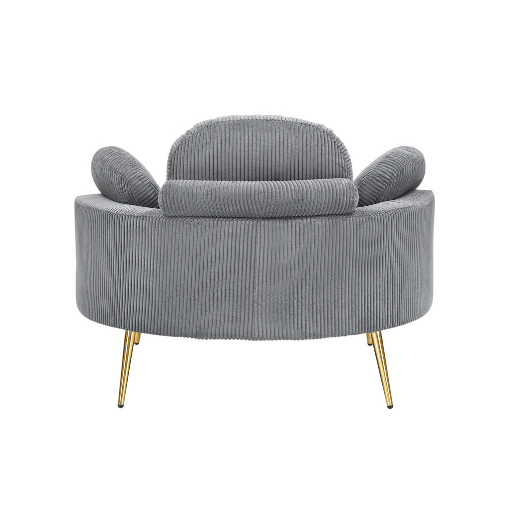 Fauteuil simple Cozy 43 avec 3 coussins - Tissu velours côtelé confortable pour salle de réunion et usage domestique