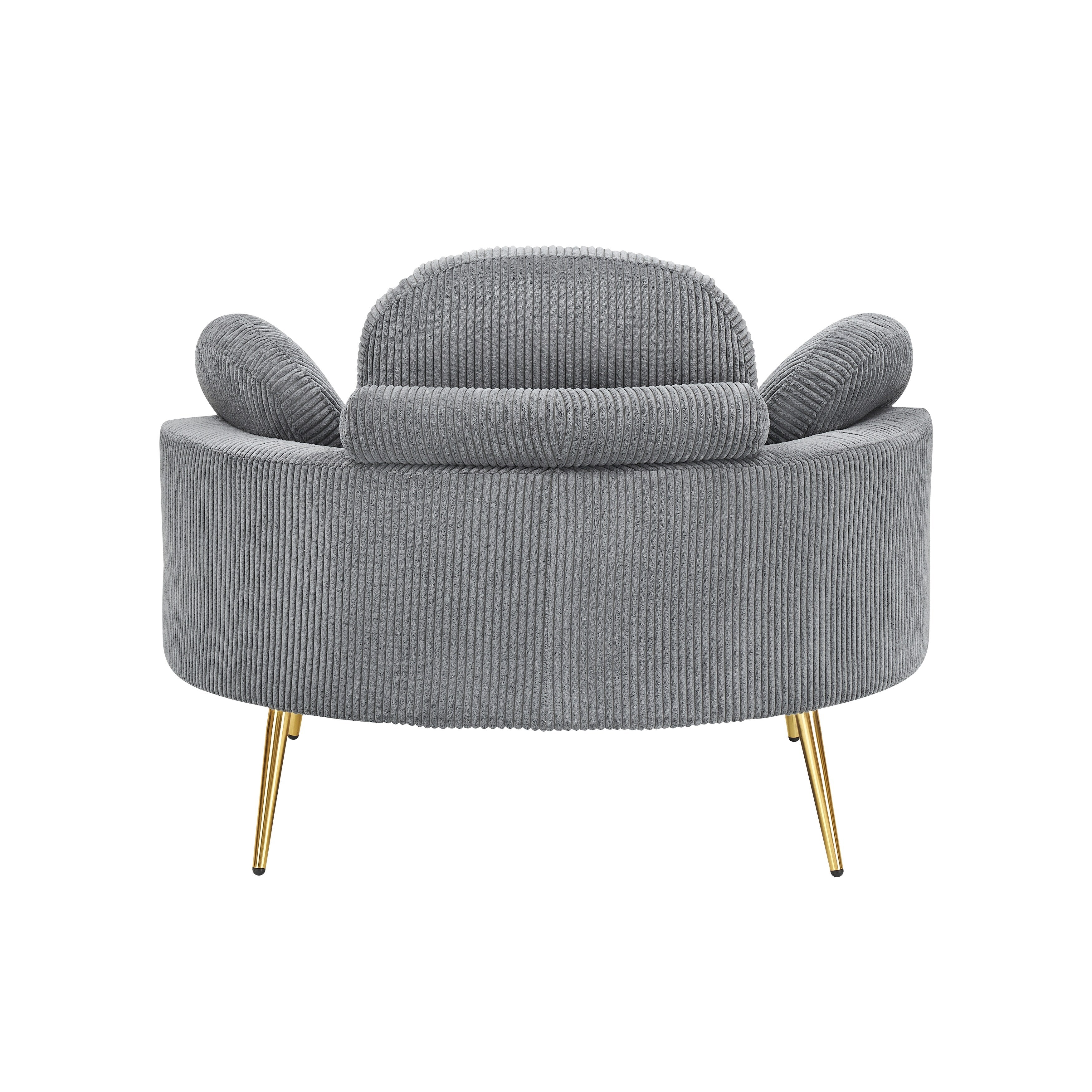 Fauteuil simple Cozy 43 avec 3 coussins - Tissu velours côtelé confortable pour salle de réunion et usage domestique
