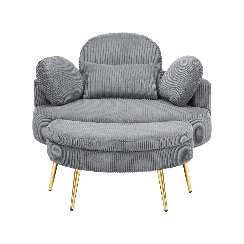 Fauteuil simple Cozy 43 avec 3 coussins - Tissu velours côtelé confortable pour salle de réunion et usage domestique