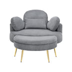 Fauteuil simple Cozy 43 avec 3 coussins - Tissu velours côtelé confortable pour salle de réunion et usage domestique