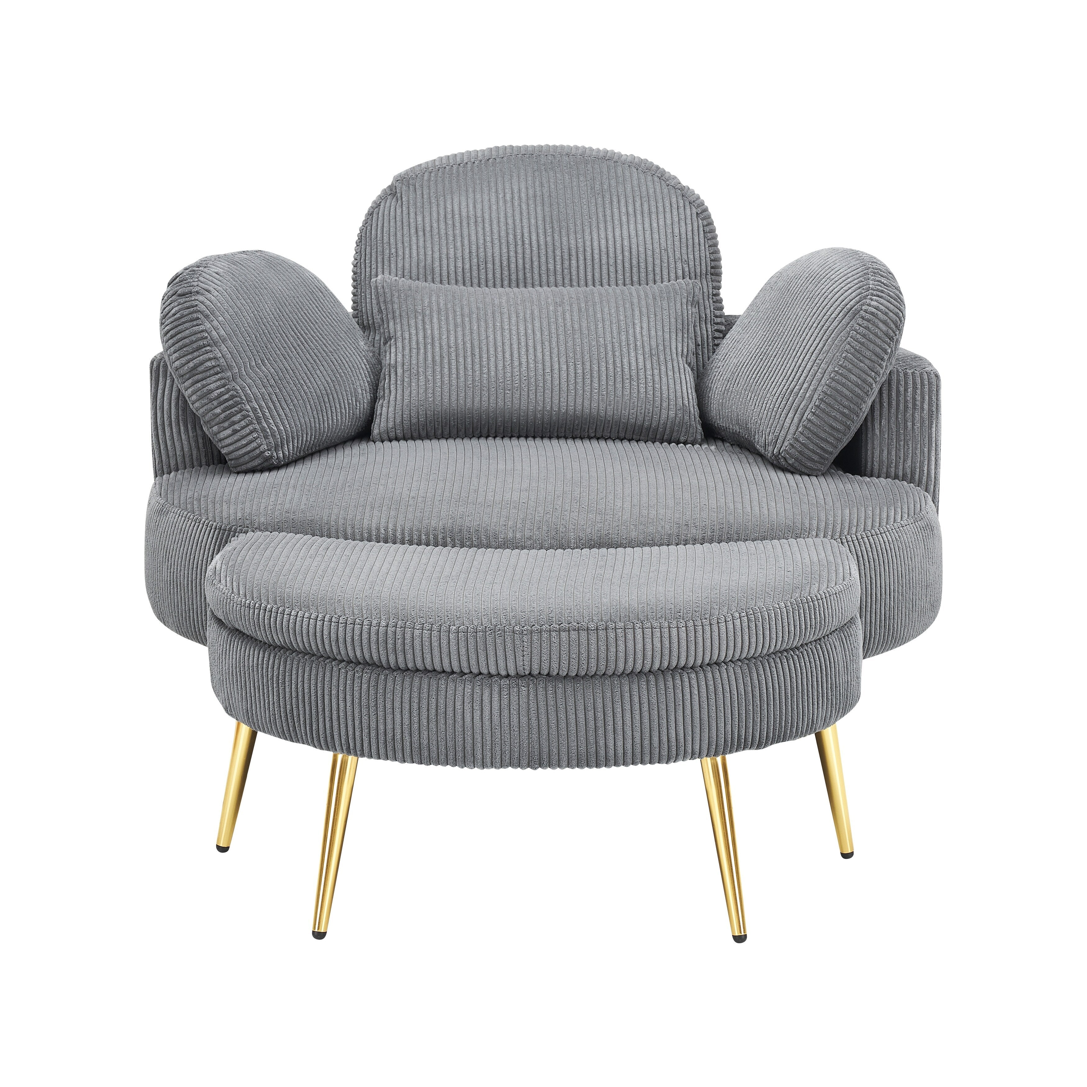 Fauteuil simple Cozy 43 avec 3 coussins - Tissu velours côtelé confortable pour salle de réunion et usage domestique