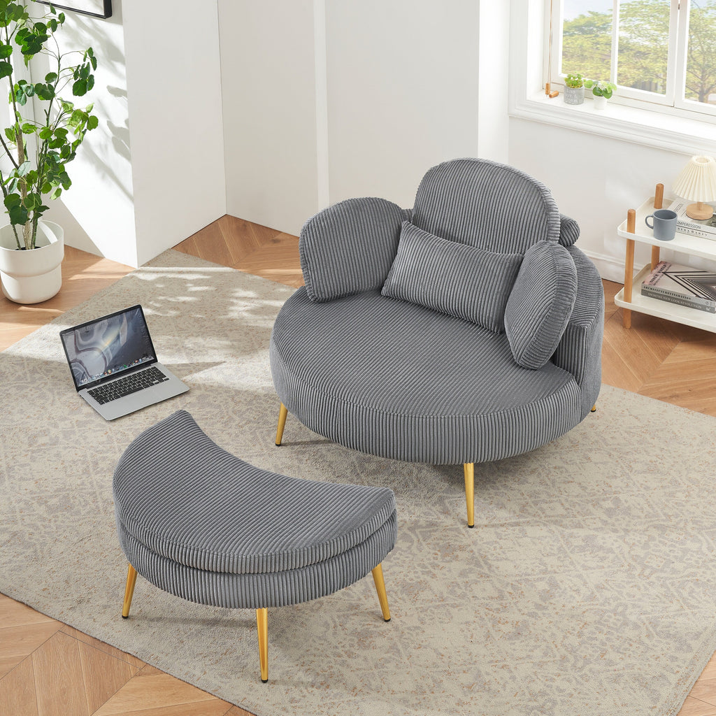 Fauteuil simple Cozy 43 avec 3 coussins - Tissu velours côtelé confortable pour salle de réunion et usage domestique