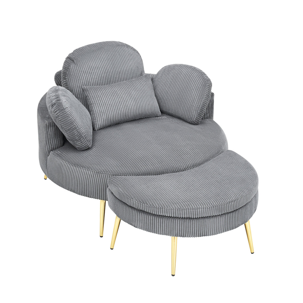 Fauteuil simple Cozy 43 avec 3 coussins - Tissu velours côtelé confortable pour salle de réunion et usage domestique