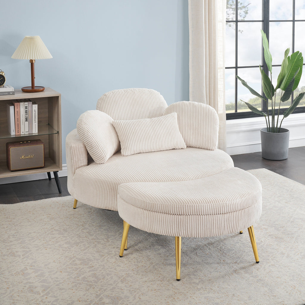 Fauteuil simple Cozy 43 avec 3 coussins - Tissu velours côtelé confortable pour salle de réunion et usage domestique