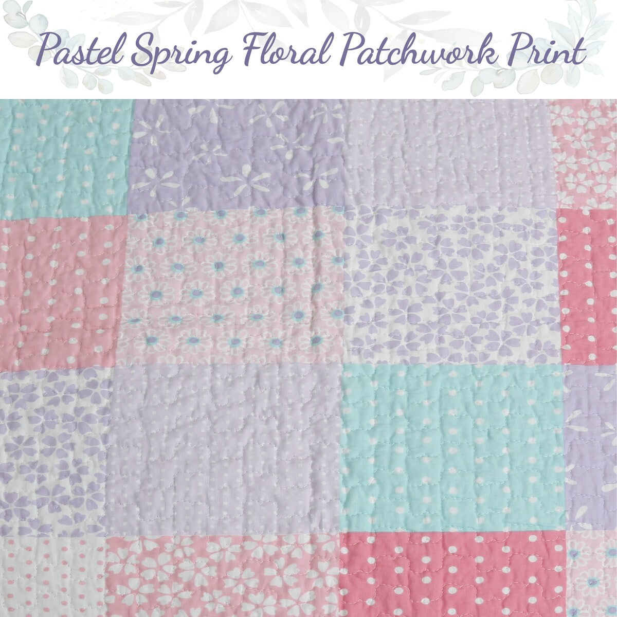 Parure de lit réversible en coton patchwork floral rose Angelina Cozy Line