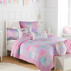 Parure de lit réversible en coton patchwork floral rose Angelina Cozy Line