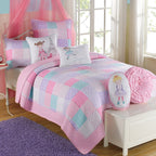 Parure de lit réversible en coton patchwork floral rose Angelina Cozy Line