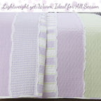 Parure de lit réversible en coton à rayures lilas, violet, vert, pois, carreaux, volants blancs, patchwork