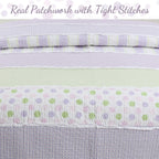 Parure de lit réversible en coton à rayures lilas, violet, vert, pois, carreaux, volants blancs, patchwork