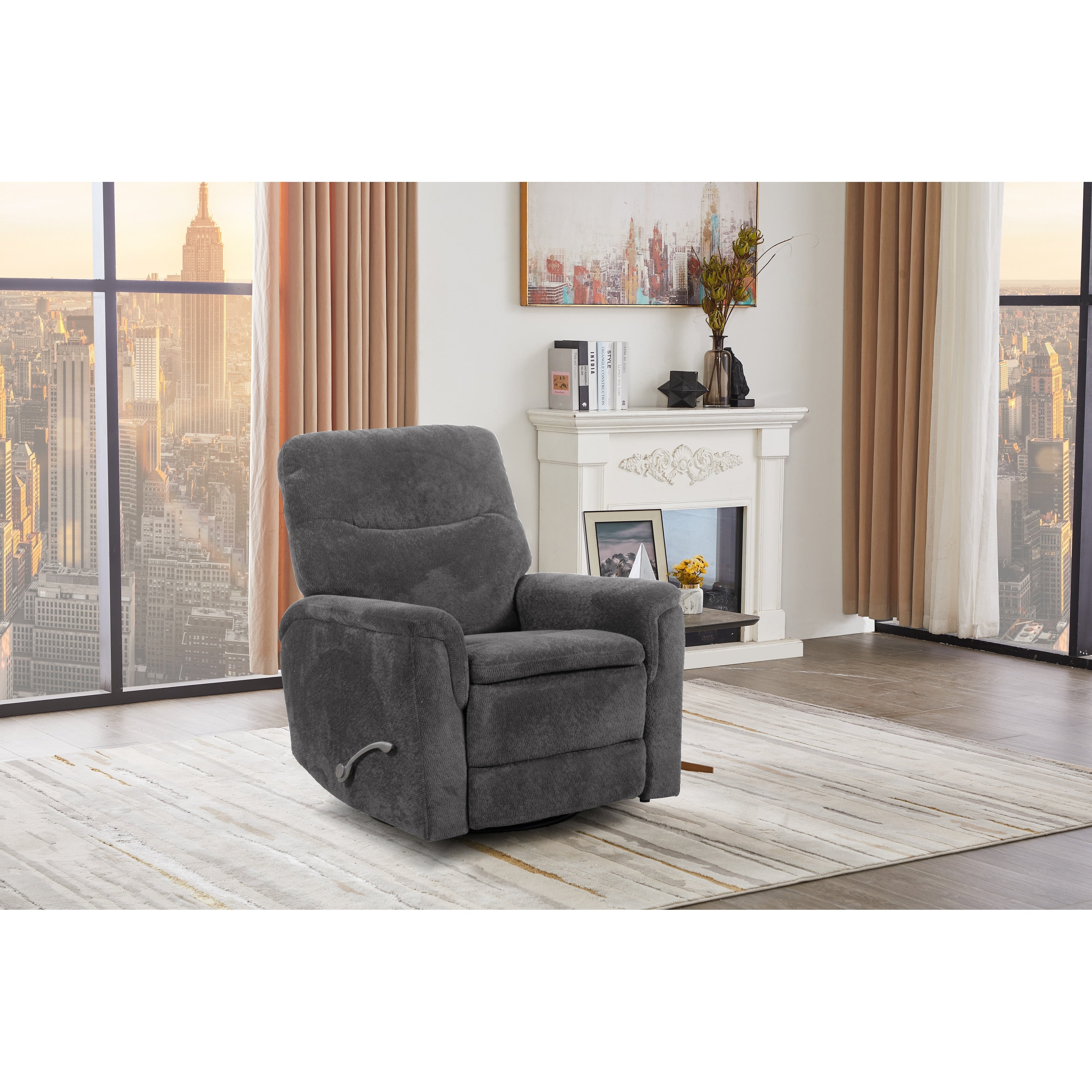 Fauteuil inclinable pivotant manuel rembourré et confortable, couleur bronze