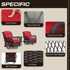 Ensemble de 3 chaises à bascule pivotantes en osier marron pour l'extérieur