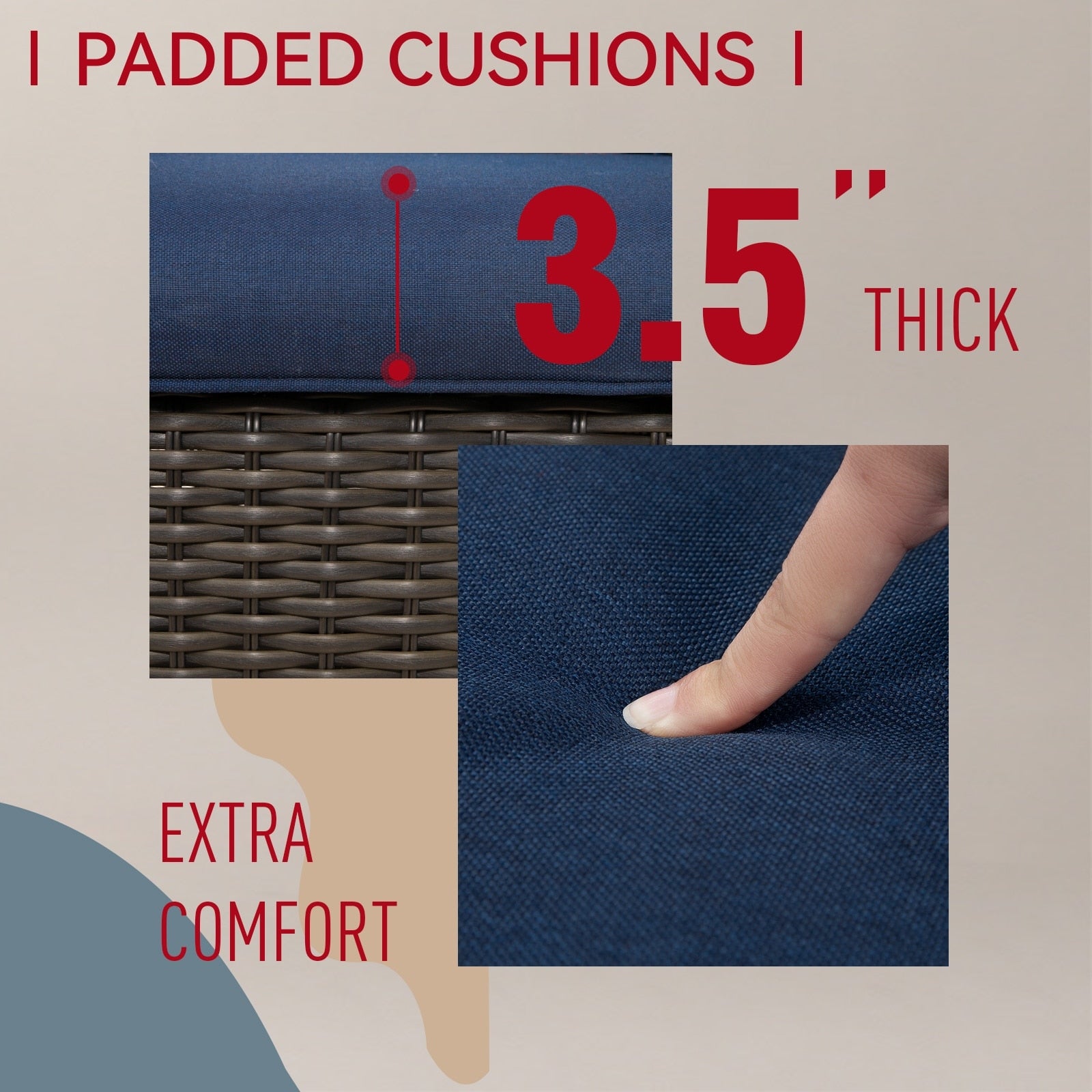 Ensemble de 3 chaises à bascule pivotantes en osier marron pour l'extérieur