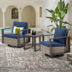 Ensemble de 3 chaises à bascule pivotantes d'extérieur Cozywor avec table d'appoint