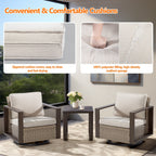 Ensemble de 3 chaises à bascule pivotantes d'extérieur Cozywor avec table d'appoint