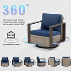 Ensemble de 3 chaises à bascule pivotantes d'extérieur Cozywor avec table d'appoint