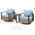 Ensemble de 3 chaises à bascule pivotantes d'extérieur Cozywor avec table d'appoint