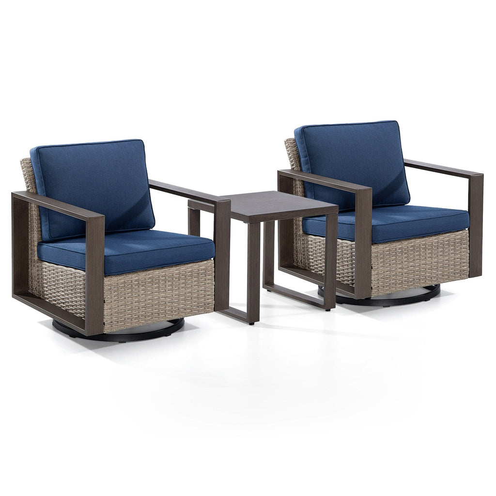 Ensemble de 3 chaises à bascule pivotantes d'extérieur Cozywor avec table d'appoint