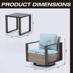 Ensemble de 3 chaises à bascule pivotantes d'extérieur Cozywor avec table d'appoint