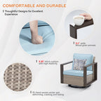 Ensemble de 3 chaises à bascule pivotantes d'extérieur Cozywor avec table d'appoint