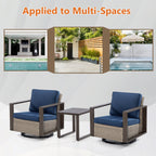 Ensemble de 3 chaises à bascule pivotantes d'extérieur Cozywor avec table d'appoint