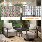 Ensemble de 3 chaises à bascule pivotantes d'extérieur Cozywor avec table d'appoint