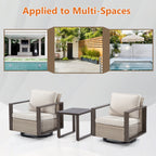 Ensemble de 3 chaises à bascule pivotantes d'extérieur Cozywor avec table d'appoint