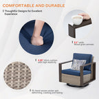 Ensemble de 3 chaises à bascule pivotantes d'extérieur Cozywor avec table d'appoint