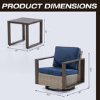 Ensemble de 3 chaises à bascule pivotantes d'extérieur Cozywor avec table d'appoint