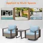 Ensemble de 3 chaises à bascule pivotantes d'extérieur Cozywor avec table d'appoint