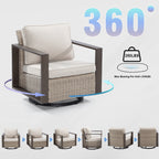 Ensemble de 3 chaises à bascule pivotantes d'extérieur Cozywor avec table d'appoint